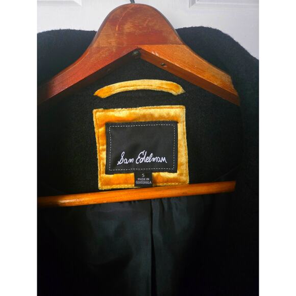 Long Black Women's part Wool coat - Picture 2 of 7